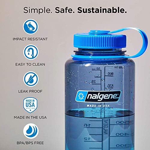 Nalgene sustenta a garrafa de água sem bpa bpa feita com material derivado de 50% de resíduos plásticos, 16 onças, boca larga,