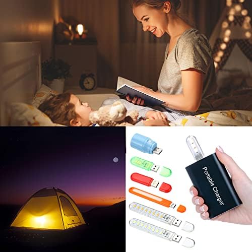 Patikil USB Night Light, 8 pacote portátil Mini LED lâmpada Stick 3 Minchas para decoração de casa Leitura de camping