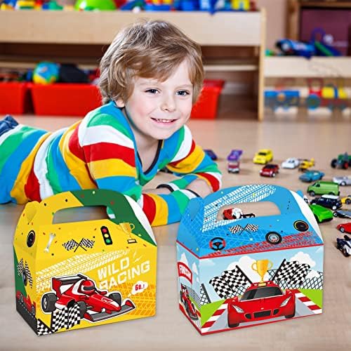 Yueebdff 12 Pack Car Party Supplies Boxes, Rache Party Racing Tratar caixas de doces para crianças adolescentes Favorias