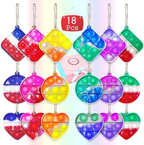 Ryleed 18 PCs Mini Fidget Toy Push Push Kichain It Toy, Squeeze Toys Sensory, usado para várias decorações de festivais