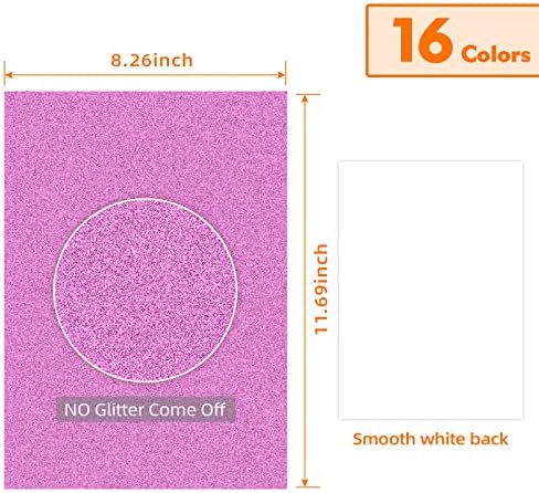 30 folhas Glitter Cardstock Papel Card Sparkle Stock Paper Shinny Craft 16 Cores para Cricut Cards Making Paper Crafting
