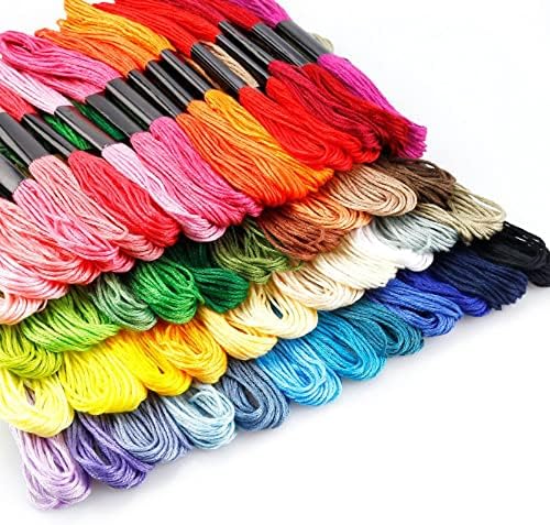 Funchey 300 PCs Bordados fios Rainbow Cross Stitch Threads Algodão Bracelets FLOSS FLOSS DIY artesanato artesanal Multi artesanato FLOSS COM FERRAMENTO DE BOLADO