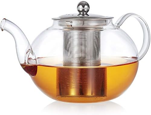 Bule de vidro à prova de calor com tea -belloom com infusor de aço inoxidável - chaleira segura para fogão - Florence