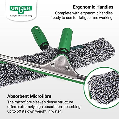 Unger AK011Aunger Ergotec 2 -In1 Kit de partida para iniciantes de janelas - Squeegee e Microfibre Power Washer Manga, verde, 35cm