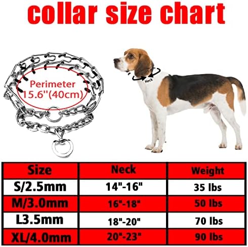 Colarinho de ponta de cachorro, colarinho de estrangulamento para cães beliscões de treinamento de treinamento, colar de estrangulamento