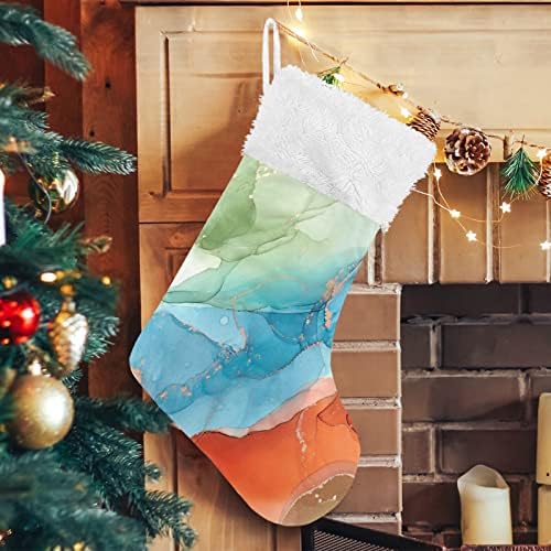 Meias de natal alaza luxuoso teal azul marge clássico clássico personalizado decorações de meia para férias em família decoração de festa 1 pacote, 17,7