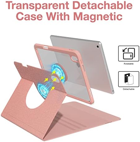 Oyeeice iPad Case de 10ª geração com teclado, caixa de teclado de iPad de 360 ​​° Magnetic com retroilumidade de 7 cores, porta-lápis