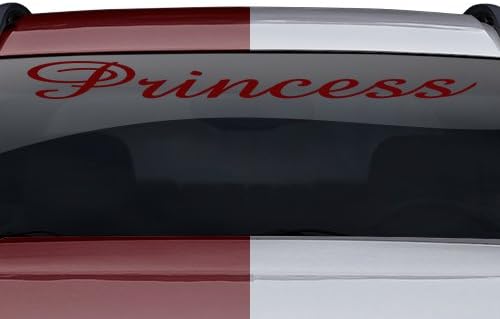 Criações pegajosas - adesivo de pára -brisa Princesa adesivo de decalques de vinil traseiro traseiro da janela traseira bandeira de carro traseiro SUV SUV Van veículo trailer Boat Boat Script Cartas de texto cursivo - Amaze Font- 36 x4.25 - rosa