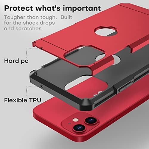 ImpactStrong iPhone 12 Mini Case, Tampa de proteção de camada dupla pesada projetada para iPhone 12 mini - Red Deep Red