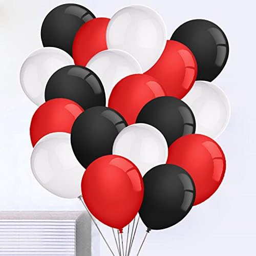 Yssai 60 pacote de 60 polegadas de 12 polegadas vermelhas balões preto e branco Balões de festas de aniversário diy