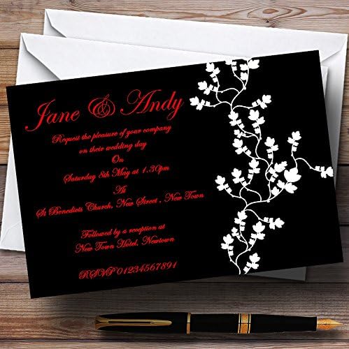 Convites de casamento personalizados em vermelho branco preto