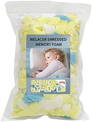 Welacer 200g Shredded Memory Foling para travesseiro pequeno, recarga de bonecas de pelúcia, sem partículas de gel adicionadas, macio premium e ótimo para recheio, várias cores e forma