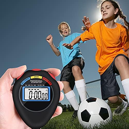 12 Pacote de pacote multifuncional eletrônico Digital Stopwatch Timer, tela grande com hora de data e função de alarme,