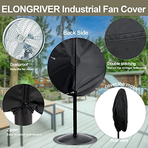 Capa do ventilador industrial de ElonGriver, capa à prova d'água e à prova de poeira para fã de montagem de parede, ventilador de pedestal e ventiladores ao ar livre em poliéster pesado