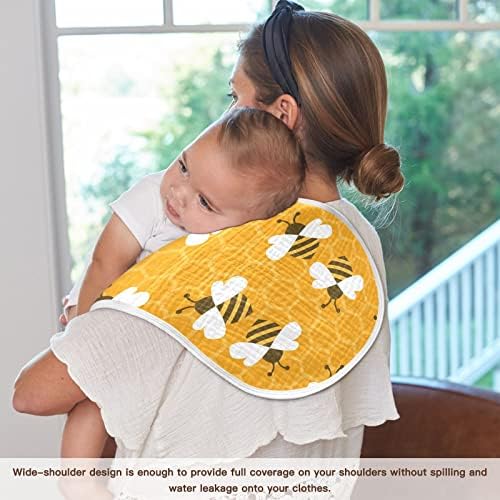 Yyzzh Bee com Mel Pattern Muslin Burp panos para bebê 2 pacote algodão babador