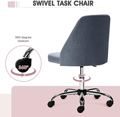Cadeira de mesa do escritório em casa - cadeira de rolagem ajustável, cadeira de tarefa moderna sem braço sem braço