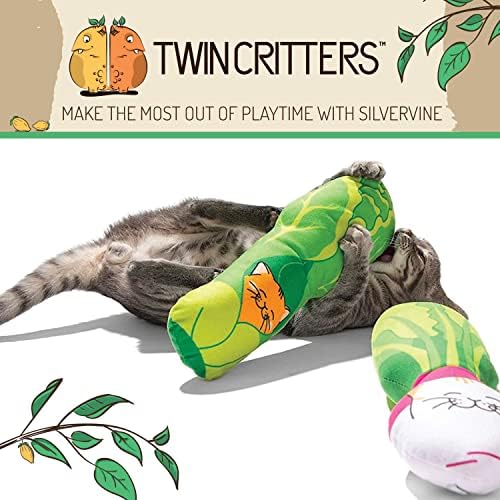 TwinCritters Kittiveggi 2-Pack Silvervine Catnip Substituto Toys para Cats & Kittens | Wild All-Gatural colhido Silvervine | 2 TwinCritters recarregáveis ​​de brinquedos de gato de pelúcia vegetal