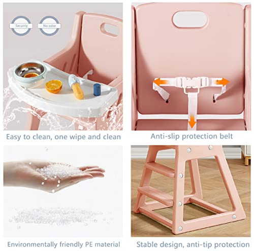 Cadeira alta do bebê, com bandeja de alimentação de cadeira de jantar infantil, design de estrutura de formas seguras