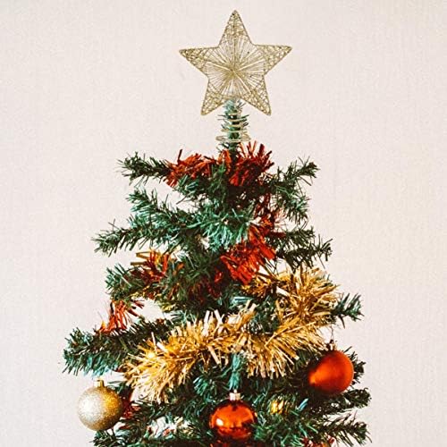 Decorações de Natal de Nuobester 20 cm de estrela de árvore dourada led led árvore de Natal Topper piscando, brilhante