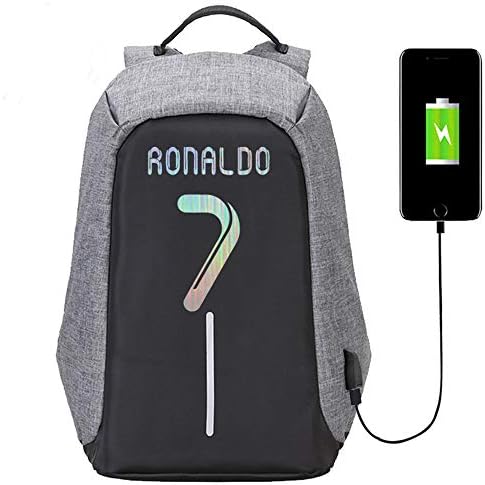 A estrela do jogador de futebol do estilo a laser Cristiano Ronaldo Anti -Roubo Multifuncional Backpack Fãs de Livro da Escola para homens Mulheres