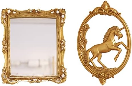 Lemonadeus Pequeno espelho de maquiagem decorativa de maquiagem de ouro de ouro para espelhos vintage para espelho vintage