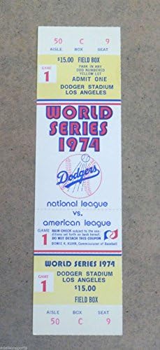 Ticket Full Unus Full não utilizado - 1974 - GM 1 - Dodgers Athletics A's