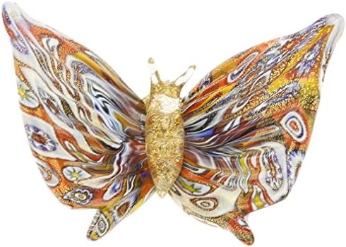 Glassofvenice Murano Glass Golden Golden Millefiori Butterfly