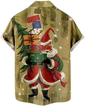 Camisas de botão de manga curta de Natal masculino Camisas de boliche vintage Casual Papai Noel Papai Noel