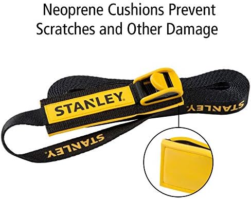 Stanley S4002 preto/amarelo 1 x 19,6 'Cambilk Tie Trech Down Strap com ganchos - de serviço pesado