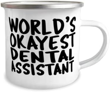 Assistente Okest Dental do mundo - 12oz Awesome engraçado aço inoxidável Camper Camper caneca para assistente dental