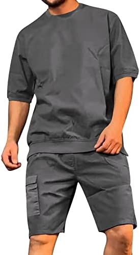 T-shirts masculina de verão Músicas de trabalho de verão Multi Pocket Cappris Men's Sports Sett Trend Casual Short Shorts Slim