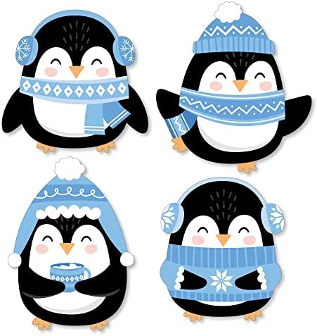 Big Dot of Happiness Winter Penguins - Férias em forma de DIY e recortes de festa de Natal - 24 contagem