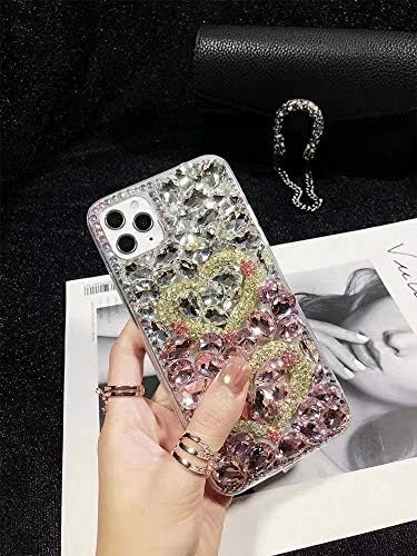 Ostop Bling Diamond Case Compatível com LG K92 5G Case de strass de cristal, Sparkle Full Stones 3D Two Love Heart Clear Glitter