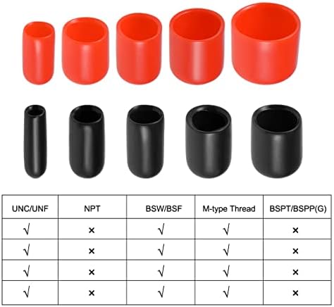 UXCELL 25PCS ROUNTE RORATE END CAPS 1/4 3/8 1/2 5/8 3/4 Black Tampa de parafuso de capa de vinil Kit de sortimento