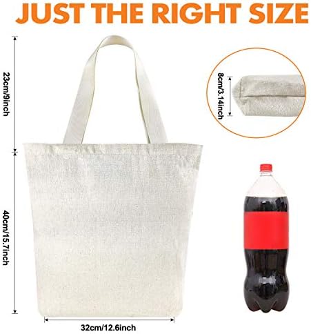 Sacola de lona para mulheres, bolsas de lona forte reutilizável compras de compras com alças, sacolas de compras para compras reutilizáveis