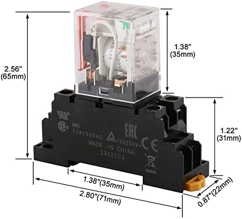 Relé de propósito gereral de Baomain My2n-GS DC 12V Indicador de LED de bobina de 8 pinos Terminal com base de soquete PYF8A DIN