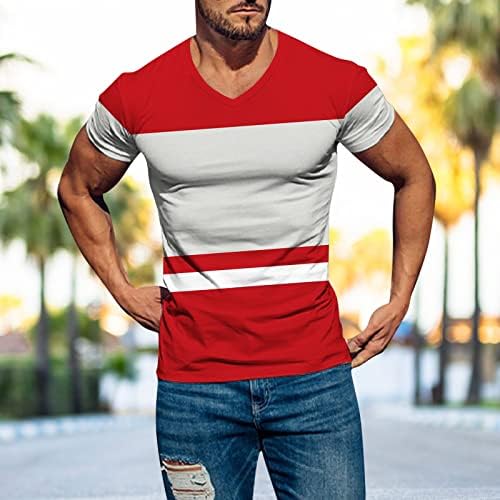 Camisetas de manga curta do pescoço masculino masculino do HDDK, bloco de retalhos de retalhos de colorido de colorido Sports