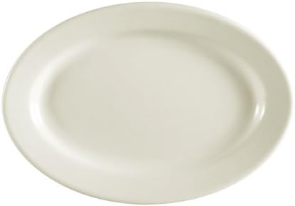 CAC China RCN-13 Clinton Rolled Edge 11-3/4 polegadas Super Platter oval de porcelana branca, caixa de 12