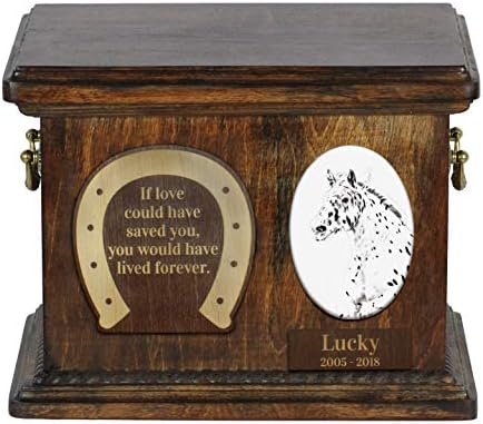 Noriker, Urn for Horse Ashes Memorial com placa de cerâmica e sentença - Artdog personalizado