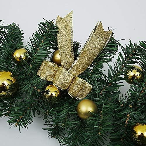 CFSNCM 2,7m de comprimento pingente de Natal para sala de estar Cozinha Rattan de natal Green Gold lareira Wreath Home