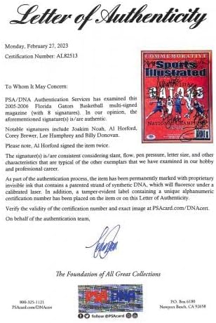 2005-06 Florida Gators Champs assinou a Sports Illustrated Magazine PSA/DNA 8 SIGs - Revistas de faculdade autografadas