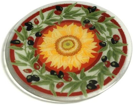 Peggy Karr Art Handcrafted Glass Tuscany Plate, redondo, 11 polegadas