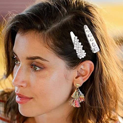 Clipes de cabelo de jacarés de strass brilhantes para mulheres, acessórios de cabelo de cristal de prata de luxo bling shornones pinos