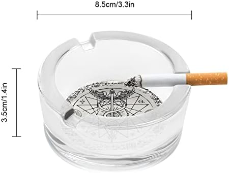 Caduceus com uma estrela octogonal lindamente padronizada grossa cinzas de vidro cinzas clássicas redondas de cigarro
