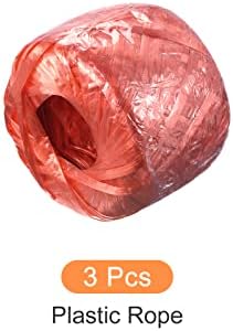 Cordão de nylon de poliéster do reboco [Para embalagem em fábrica doméstica DIY] -100m / 328ft / 3roll plástico, vermelho