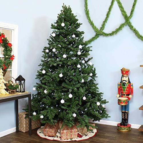 SunnyDaze Majestic Pine Pine 8 pés Árvore de Natal - Árvore Artificial de PVC com desconhecimento interno com suporte de metal - galhos articulados - Perfil completo - fácil de montar