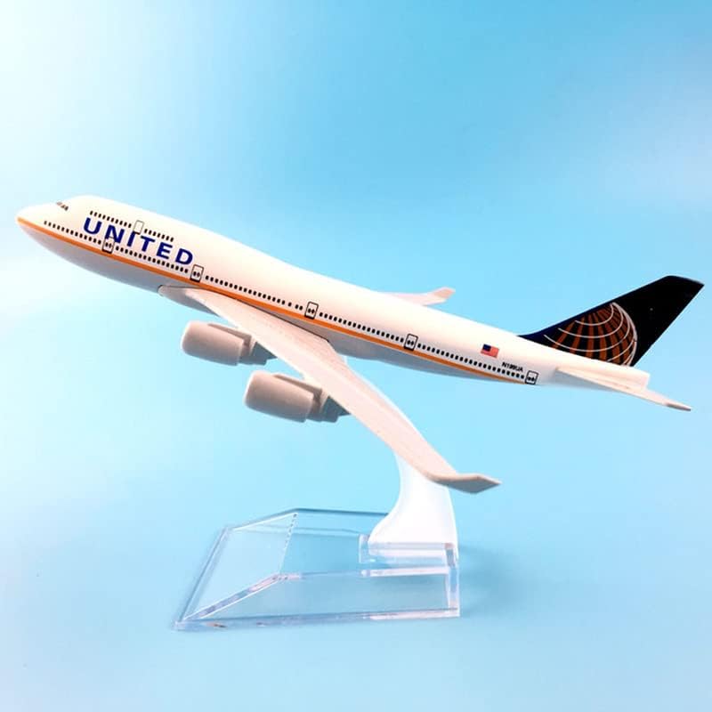 Mookeenona 16cm United Airlines B747 Modelo de Avião de Avião Aeronave Modelo de Aviação Modelo Os kits de aeronaves para coleta e presente