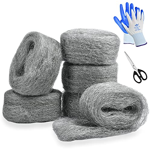 Aemygo Kit de tecido de lã de aço de 78 pés, tecido de lã de lã de lã de aço grossa para furos de ratos, rachaduras na parede, aberturas, pipeline