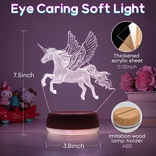 Awofot Unicorn Night Light for Kids, 16 cores Remote Dimmable & Touch Control 3D Lamp for Kids Room Decor, Unicorns Gifts for