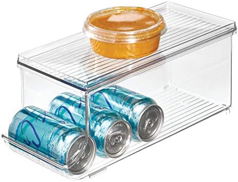 Idesign Reciclagem de bebida plástico reciclada Bin Bin com tampa - 13,84 ”x 5,7” x 5,8 ”, plástico transparente e